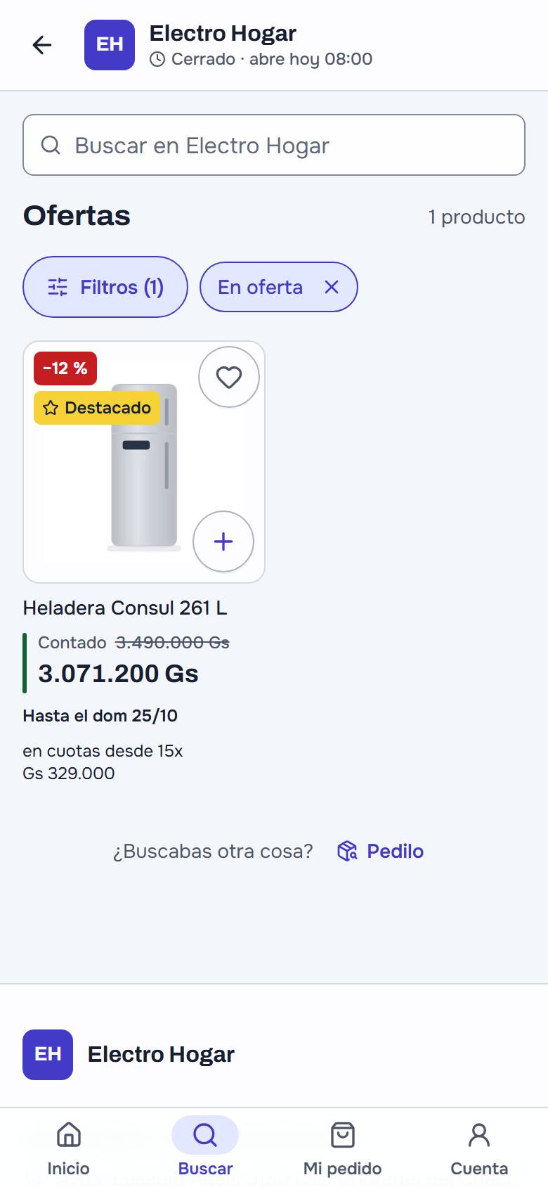 La tienda de Electro Hogar en el celular: las fotos completas sobre blanco y la heladera en oferta con sus cuotas