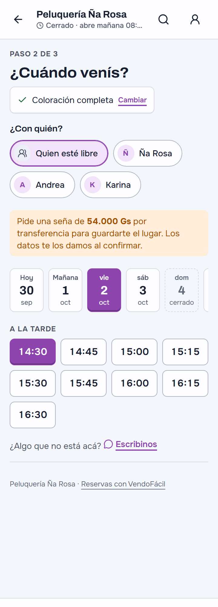 Paso 2: el día y la hora
