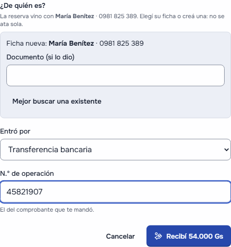 Marcar la seña recibida