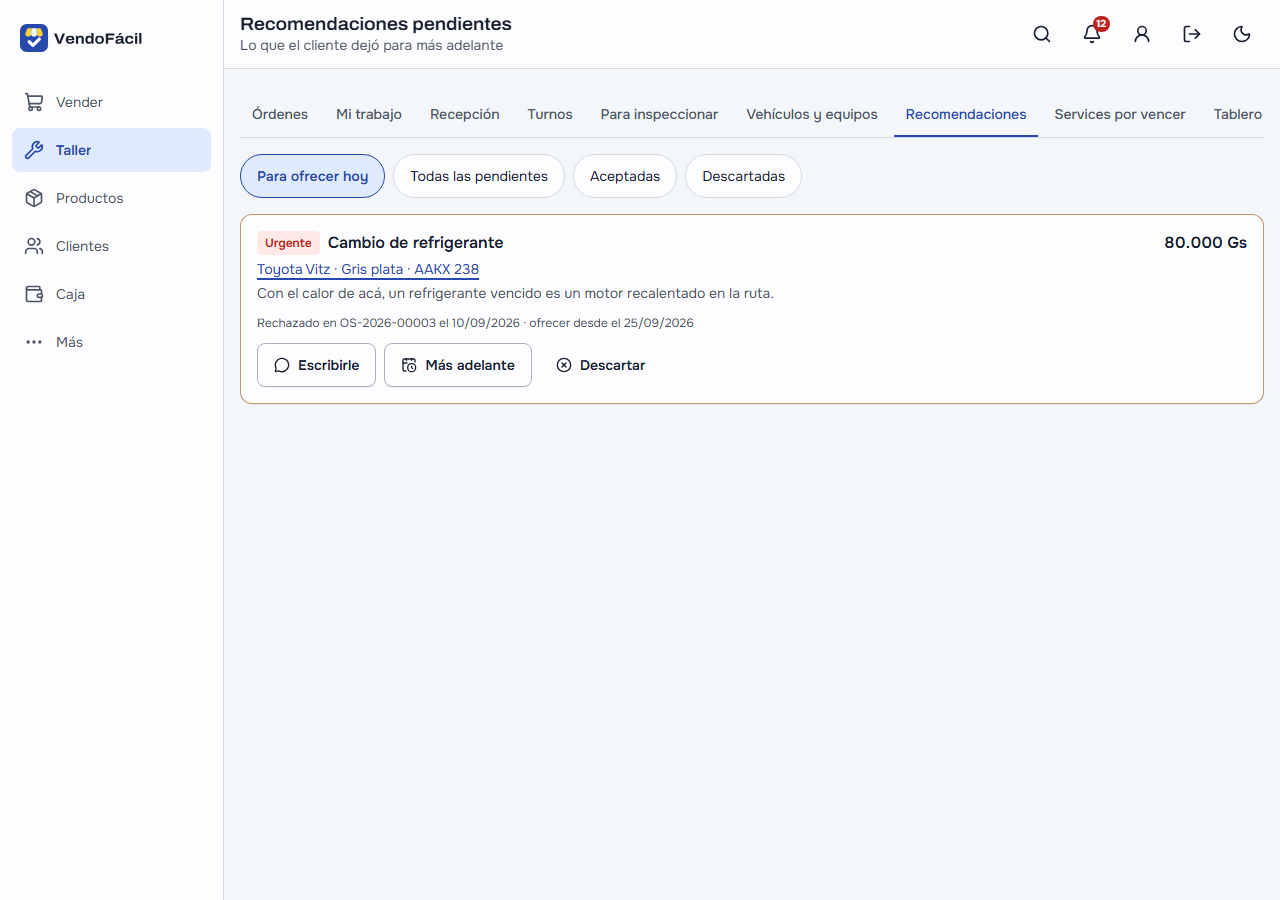 Las recomendaciones pendientes